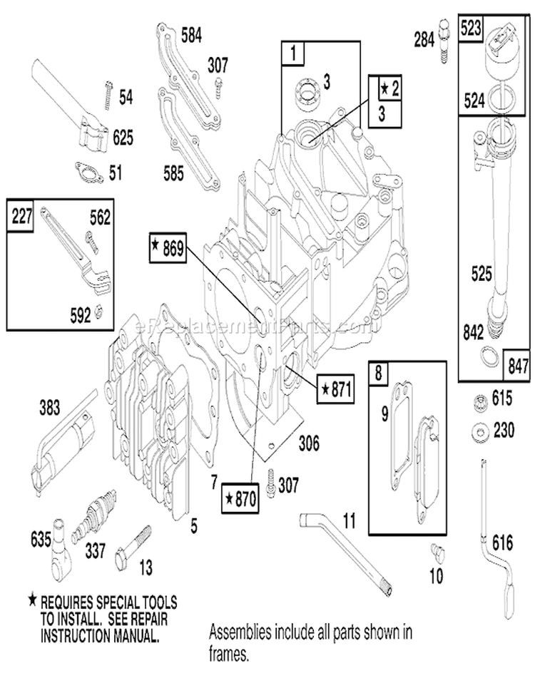 Engine Diagram and Parts List for 20495 8900001-8999999 - 1998 Toro Lawn Mower