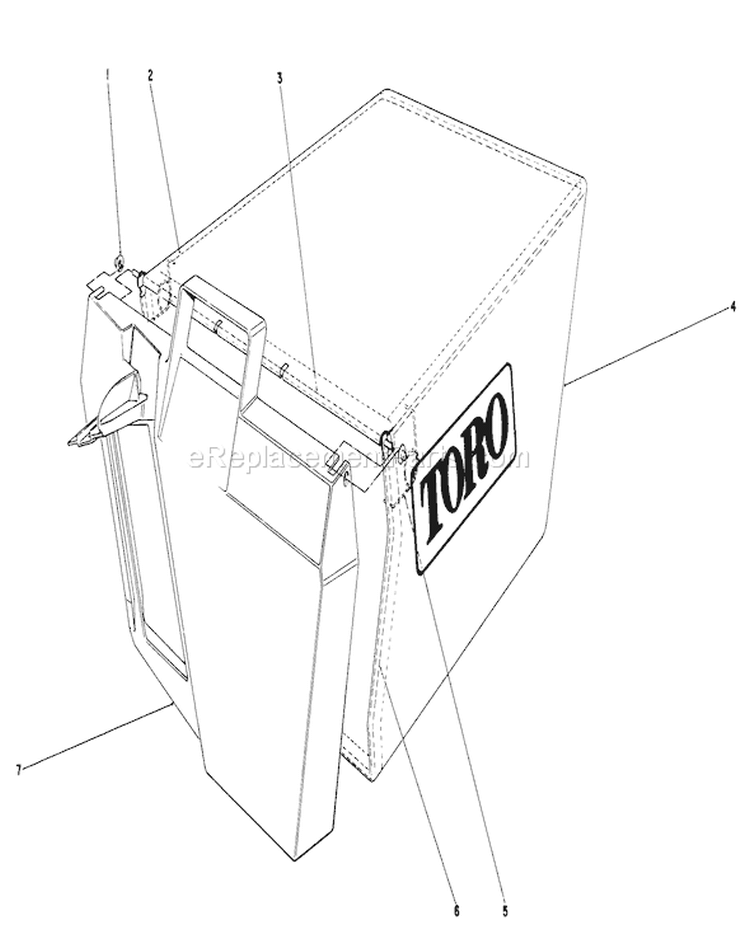 Grass Bag Assembly Diagram and Parts List for 20511 9000001-9999999 - 1989 Toro Lawn Mower