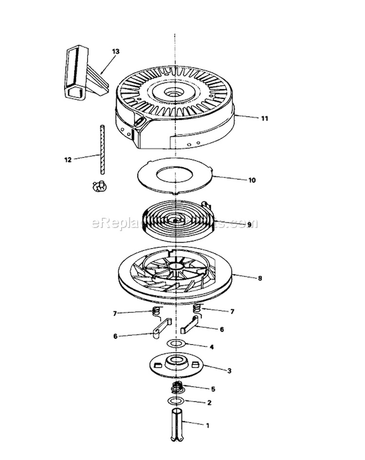 Rewind Starter Diagram and Parts List for 20511 9000001-9999999 - 1989 Toro Lawn Mower
