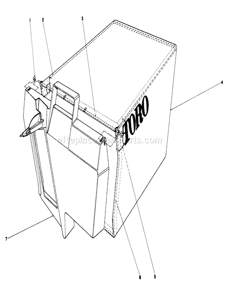 Grass Bag Assembly Diagram and Parts List for 20522C 6000001-6999999 - 1986 Toro Lawn Mower