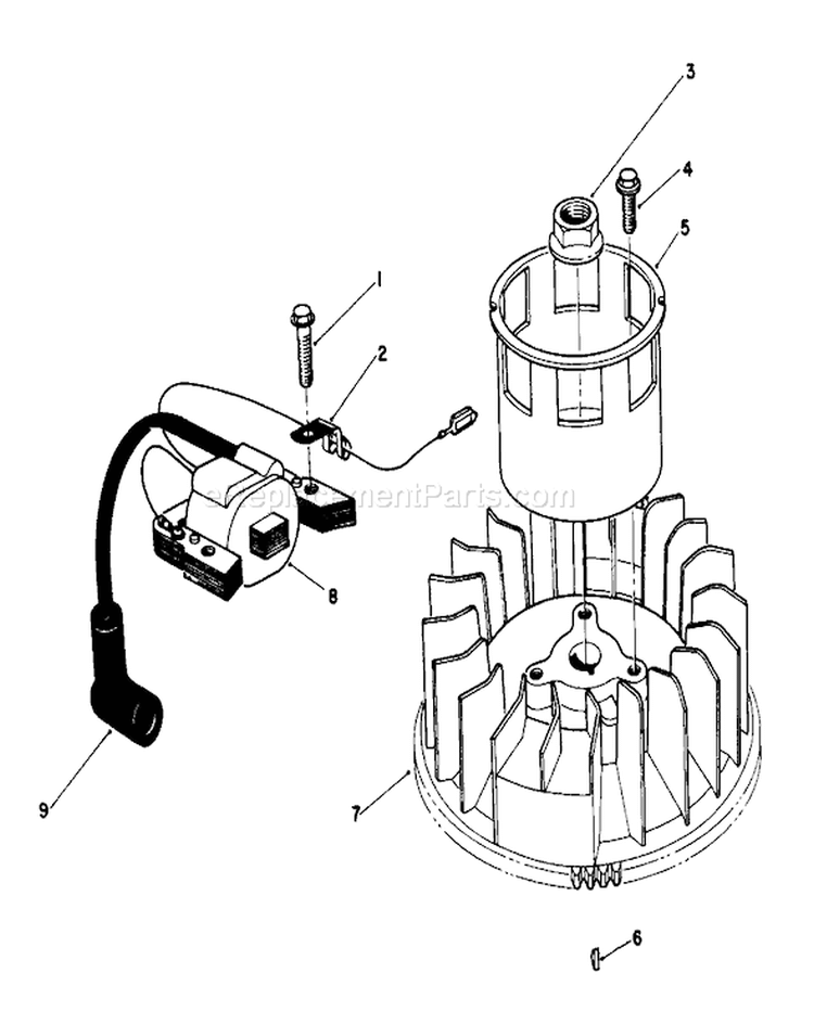 Magneto and Flywheel Assembly Diagram and Parts List for 20526C 8000001-8999999 - 1988 Toro Lawn Mower