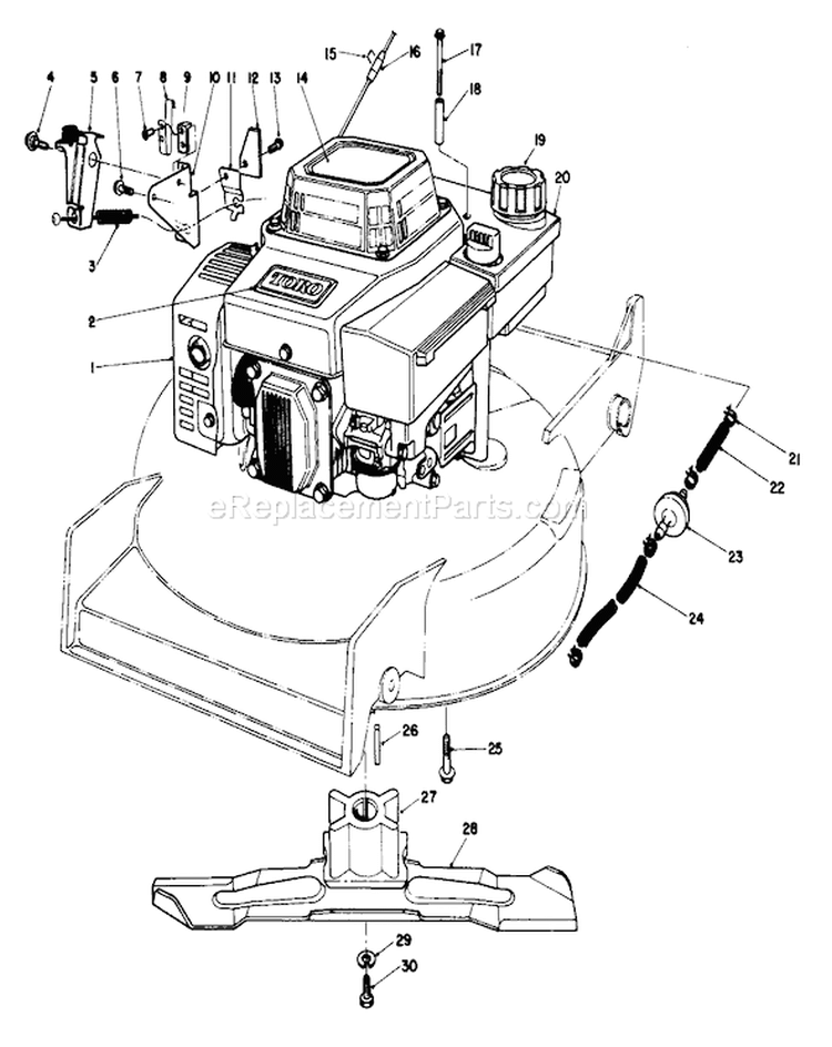 Engine Assembly Diagram and Parts List for 20526C 8000001-8999999 - 1988 Toro Lawn Mower