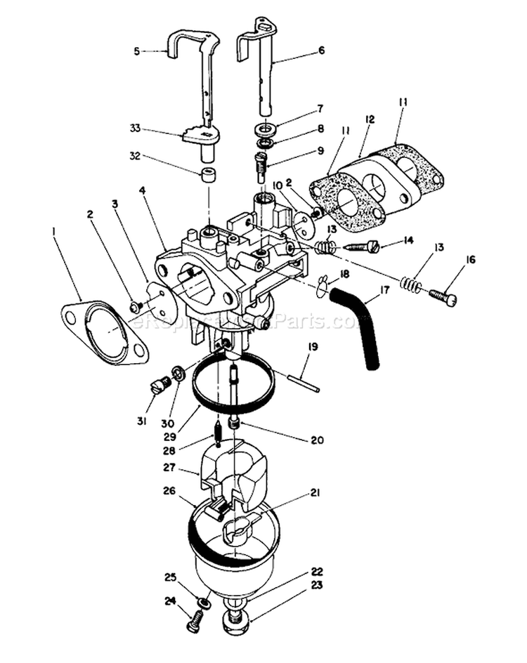 Carburetor Assembly Diagram and Parts List for 20526C 9000001-9999999 - 1989 Toro Lawn Mower