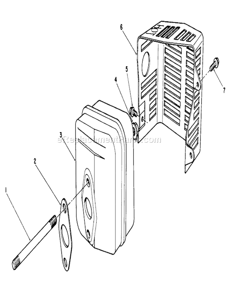Muffler Assembly Diagram and Parts List for 20526 6000001-6999999 - 1986 Toro Lawn Mower