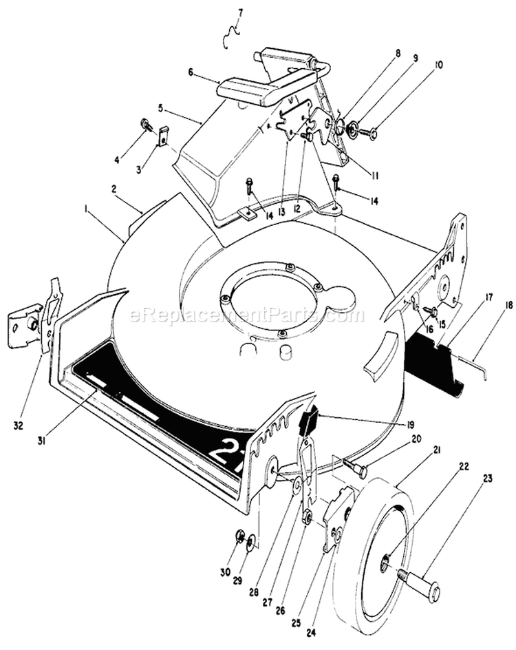 Housing Assembly Diagram and Parts List for 20526 6000001-6999999 - 1986 Toro Lawn Mower