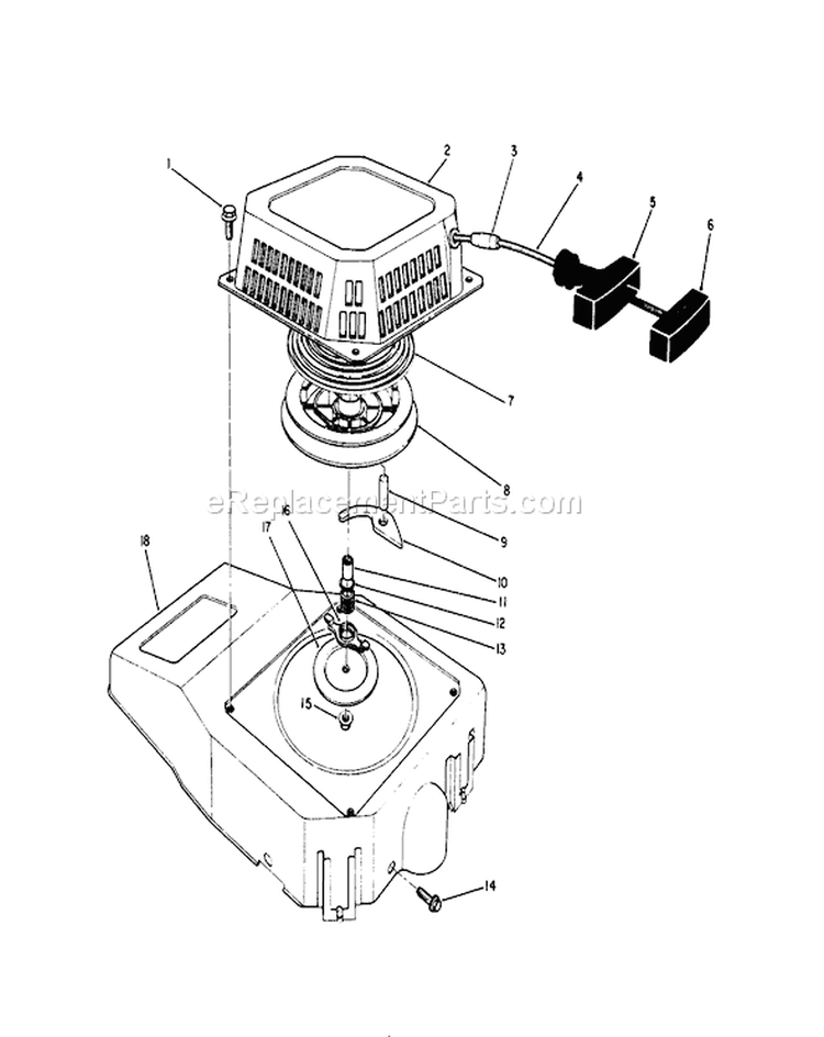 Recoil Assembly Diagram and Parts List for 20526 8000001-8999999 - 1988 Toro Lawn Mower
