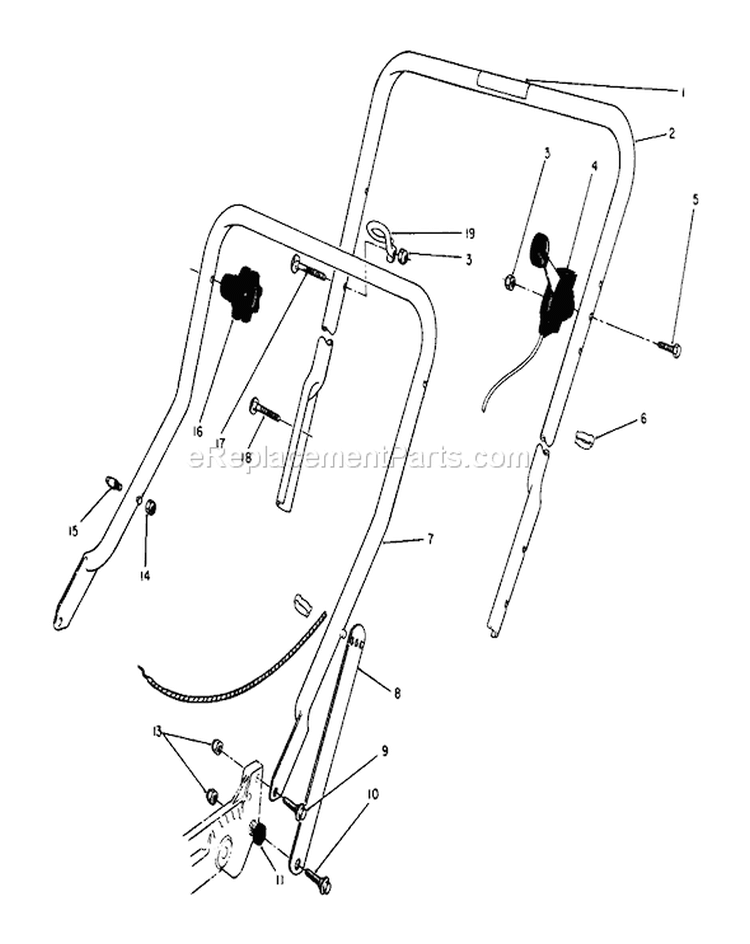 Handle Assembly Diagram and Parts List for 20531 9000001-9999999 - 1989 Toro Lawn Mower