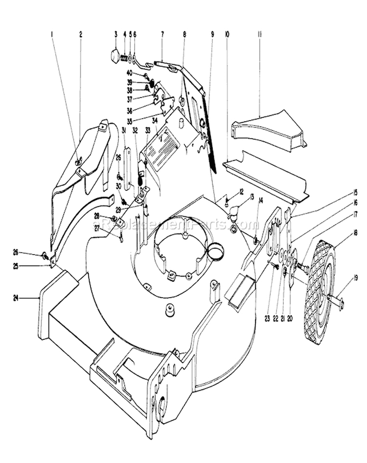 Housing Assembly Diagram and Parts List for 20550 5000001-5999999 - 1975 Toro Lawn Mower