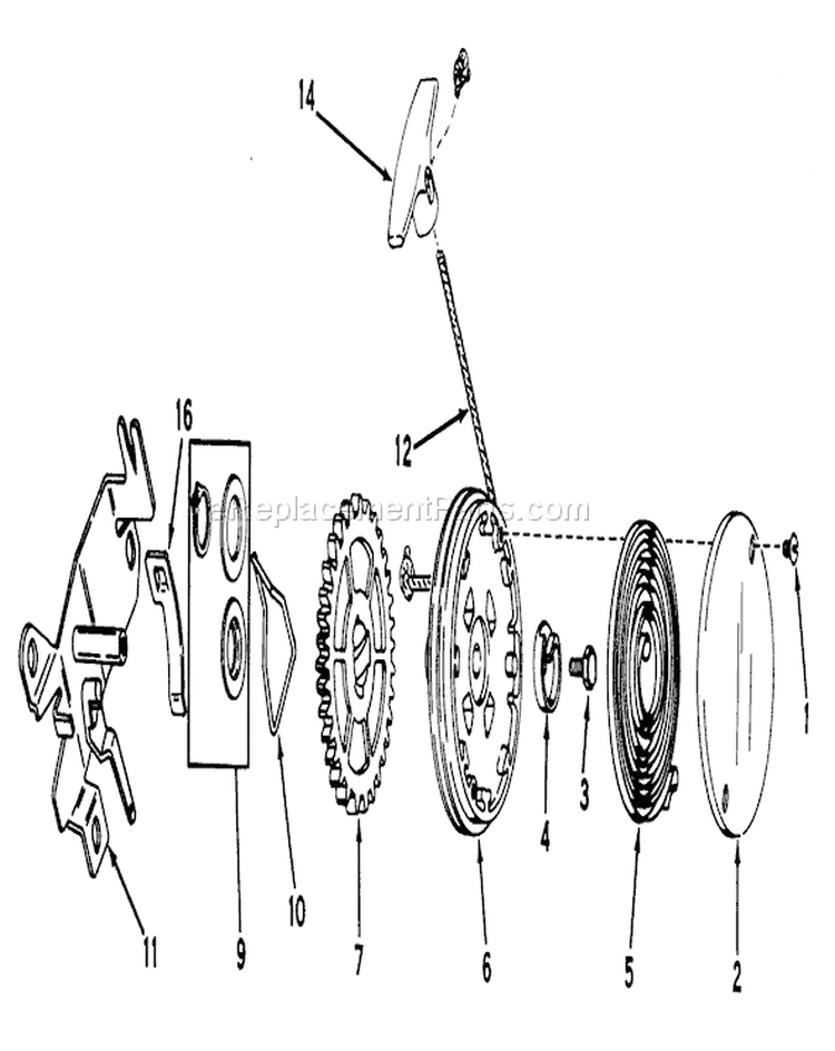 Rewind Starter Diagram and Parts List for 20550 5000001-5999999 - 1975 Toro Lawn Mower
