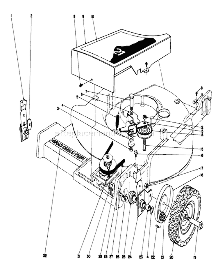 Front Wheel and Pivot Arm Assembly Diagram and Parts List for 20550 5000001-5999999 - 1975 Toro Lawn Mower