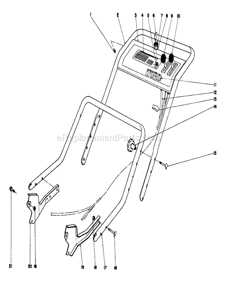 Handle Assembly Diagram and Parts List for 20550 5000001-5999999 - 1975 Toro Lawn Mower