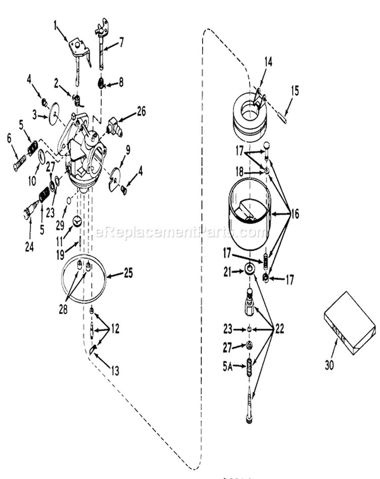 Carburetor Assembly Diagram and Parts List for 20227 0000001-0999999 - 1970 Toro Lawn Mower