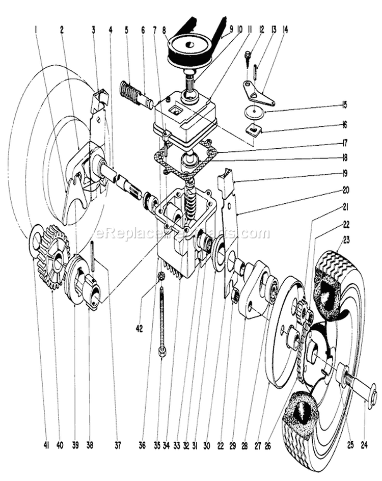 Gear Case Assembly Diagram and Parts List for 20227 0000001-0999999 - 1970 Toro Lawn Mower