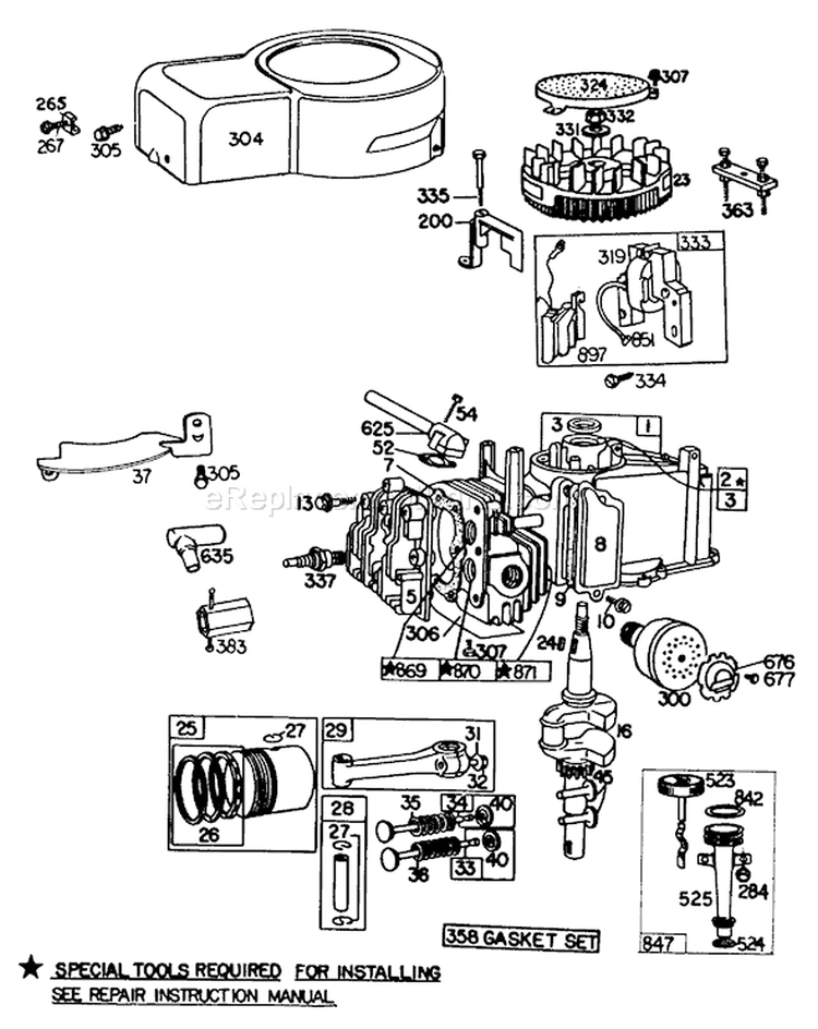 Engine Diagram and Parts List for 20560 3000001-3999999 - 1983 Toro Lawn Mower