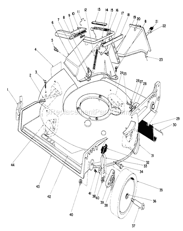 Housing Assembly Diagram and Parts List for 20561 0000001-0999999 - 1990 Toro Lawn Mower