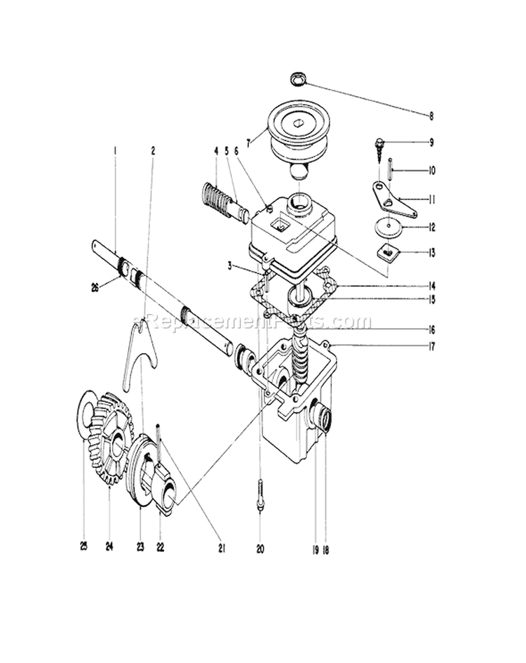 Gear Case Assembly Diagram and Parts List for 20562 6000001-6999999 - 1976 Toro Lawn Mower