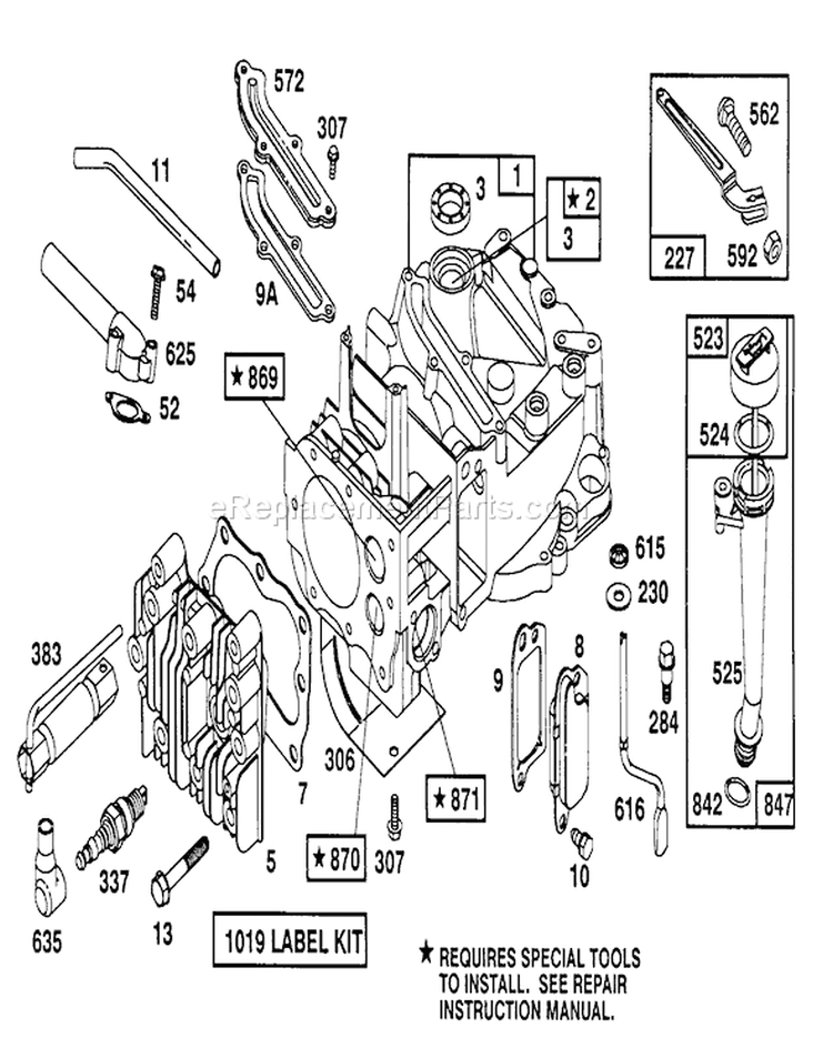 Engine Diagram and Parts List for 20563 1000001-1999999 - 1991 Toro Lawn Mower