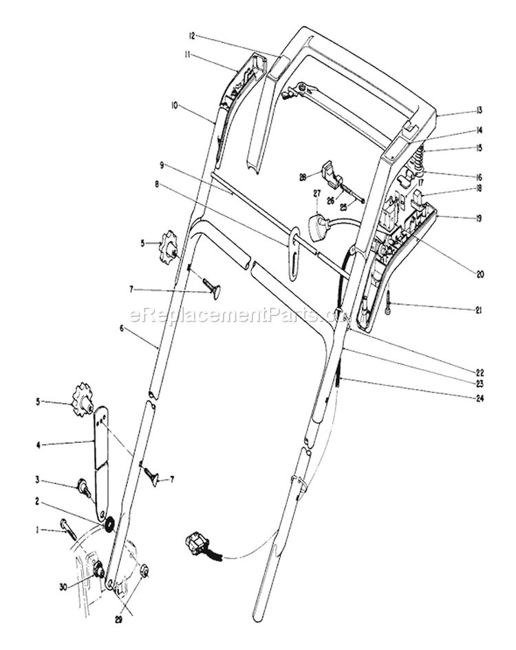 Handle Assembly Diagram and Parts List for 20564C 7000001-7999999 - 1987 Toro Lawn Mower