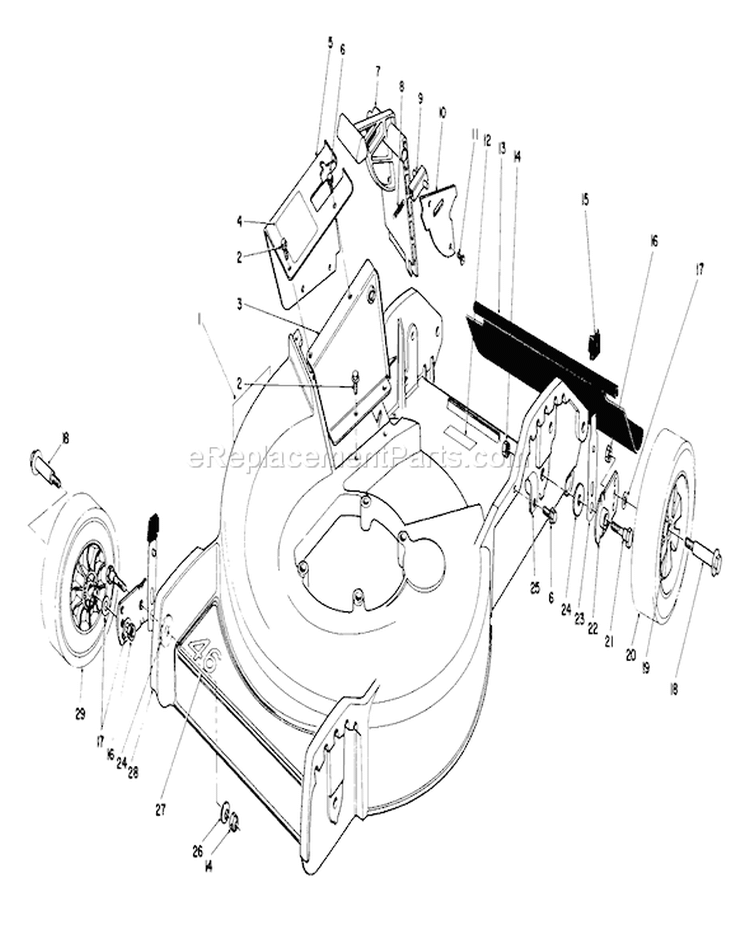Housing Assembly Diagram and Parts List for 20564C 7000001-7999999 - 1987 Toro Lawn Mower