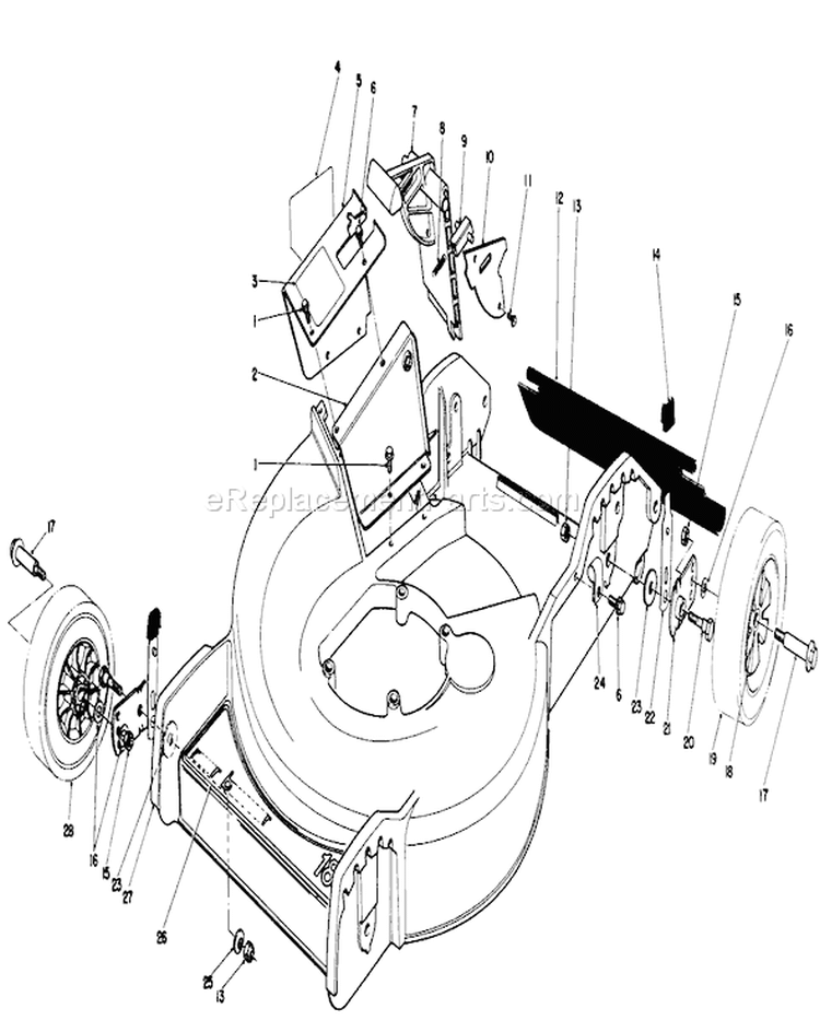 Housing Assembly Diagram and Parts List for 20564 5000001-5999999 - 1985 Toro Lawn Mower