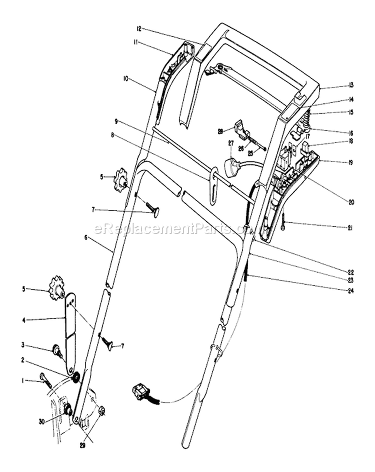 Handle Assembly Diagram and Parts List for 20564 7000001-7999999 - 1987 Toro Lawn Mower
