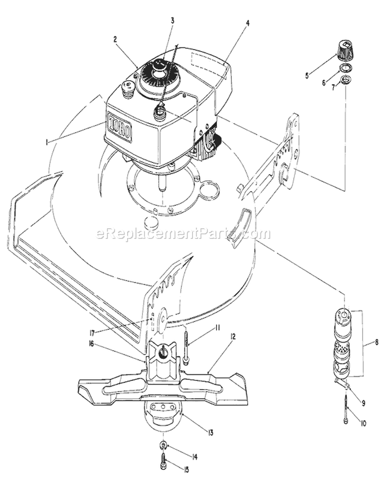 Engine Assembly Diagram and Parts List for 20570 3000001-3999999 - 1983 Toro Lawn Mower