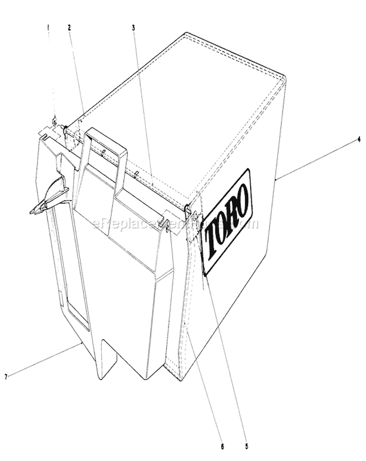 Grass Bag Assembly Diagram and Parts List for 20570 3000001-3999999 - 1983 Toro Lawn Mower