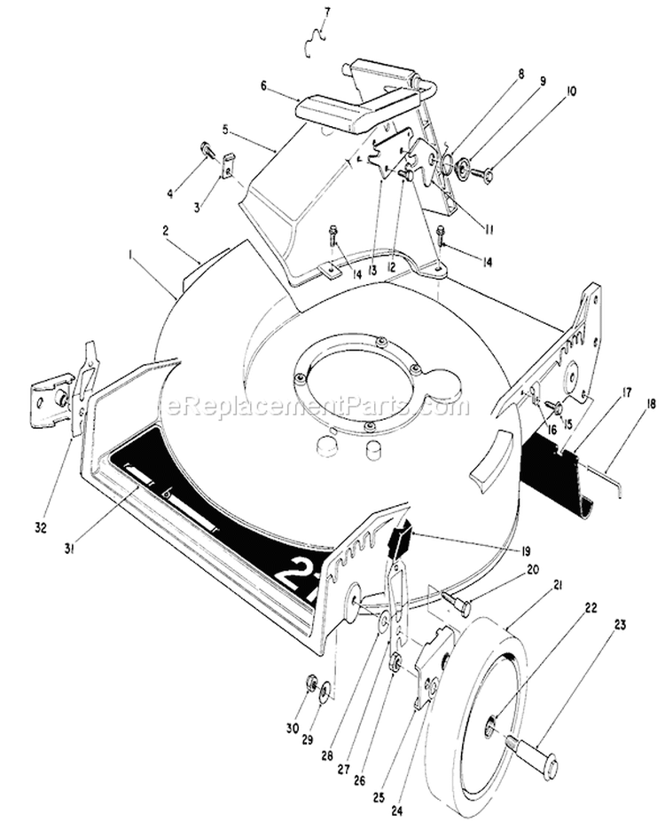 Housing Assembly Diagram and Parts List for 20570 5000001-5999999 - 1985 Toro Lawn Mower
