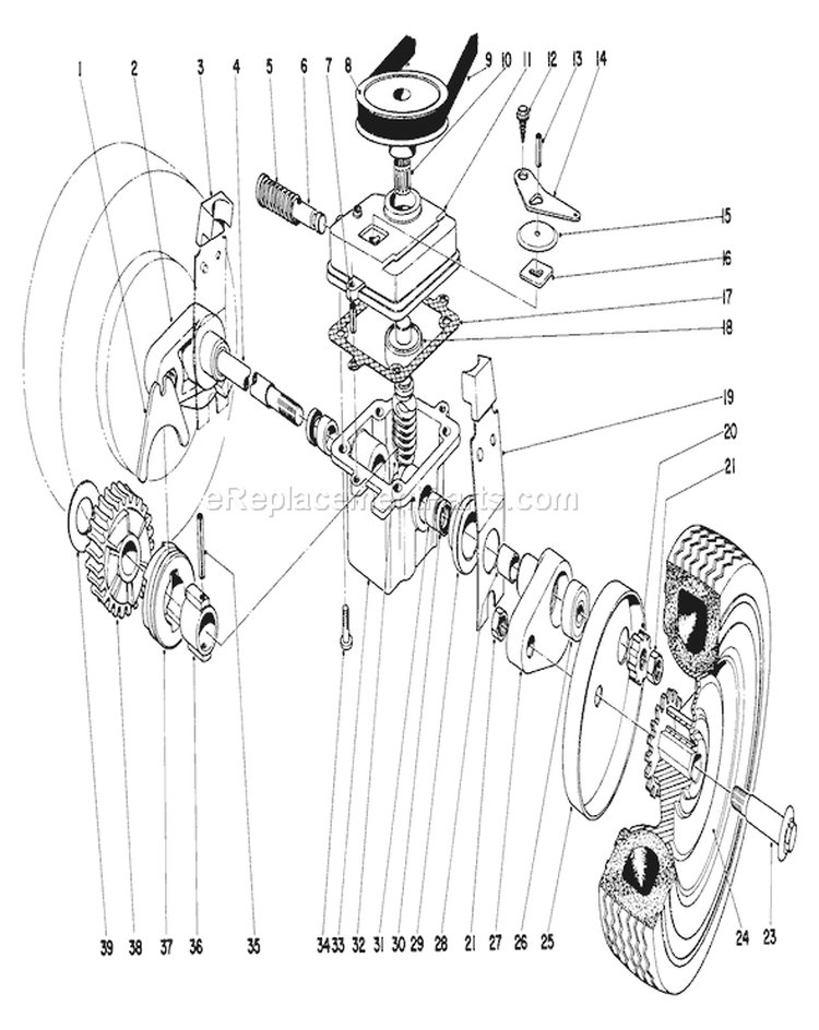 Gear Box Diagram and Parts List for 19271 2000001-2999999 - 1972 Toro Lawn Mower