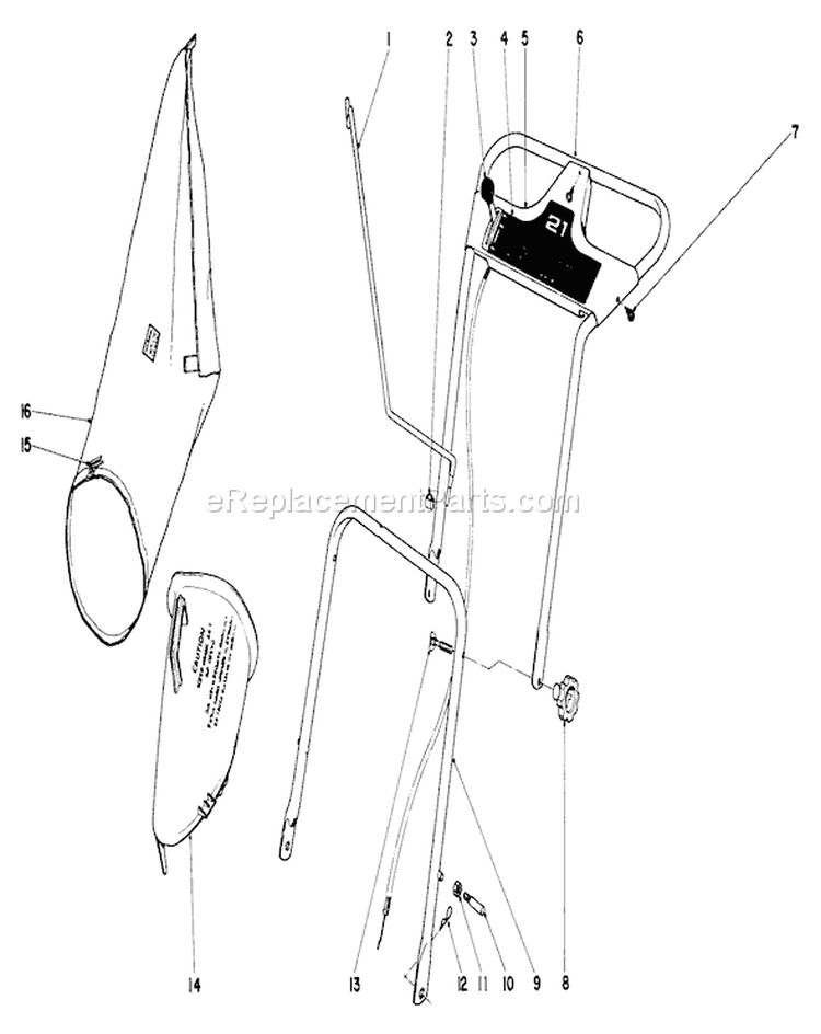 Handle Assembly Diagram and Parts List for 19271 2000001-2999999 - 1972 Toro Lawn Mower
