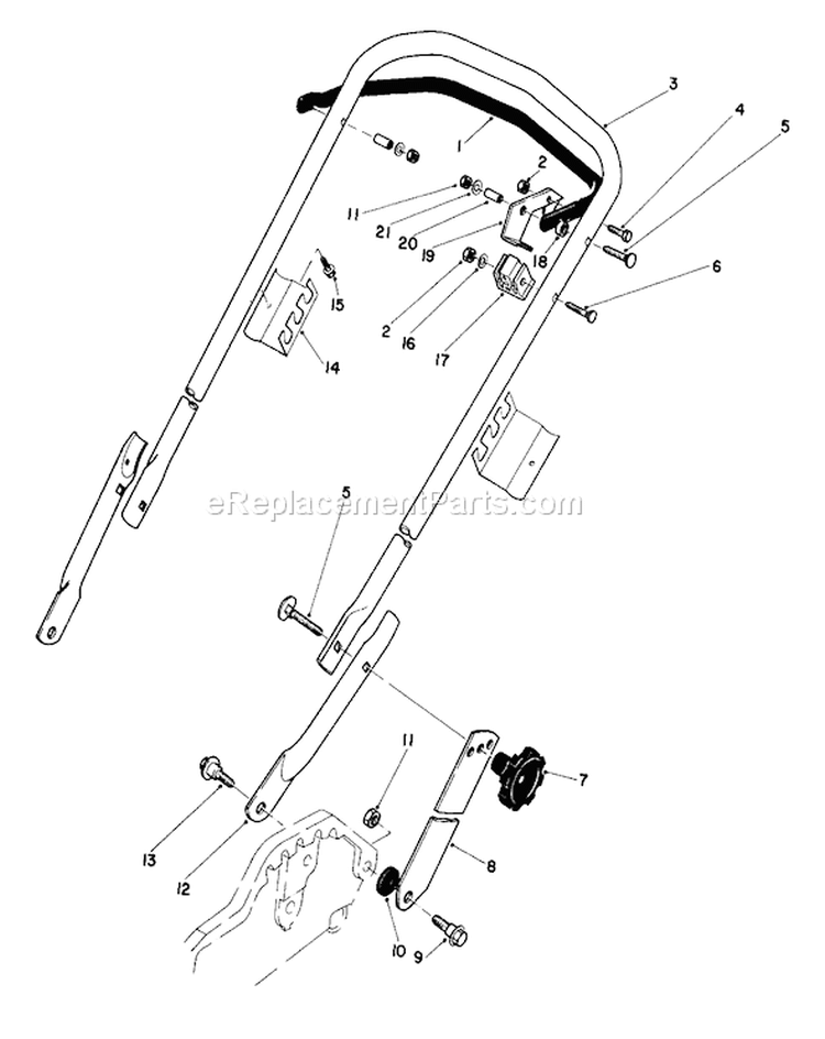 Handle Assembly Diagram and Parts List for 20574 3000001-3999999 - 1983 Toro Lawn Mower