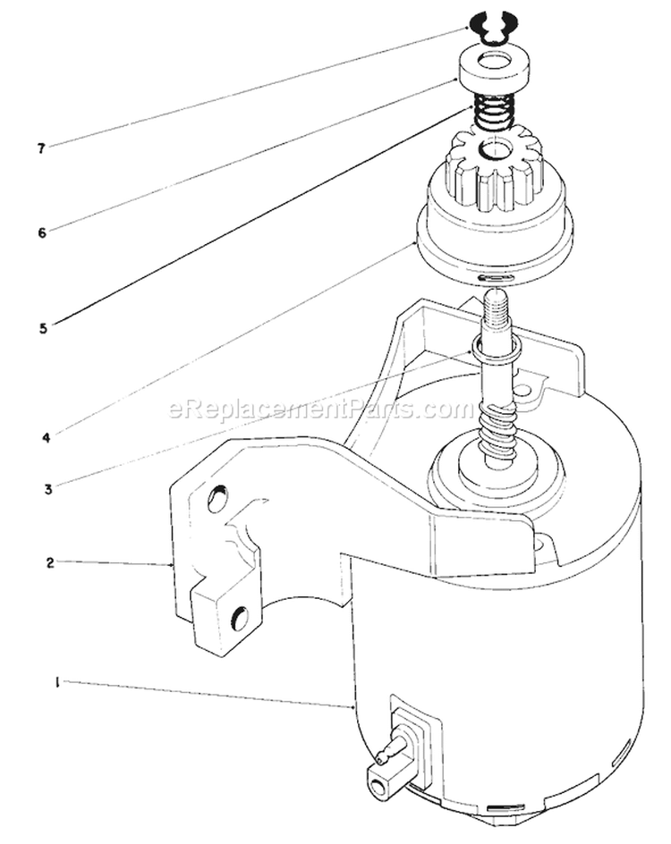 Starter Assembly Diagram and Parts List for 20574 4000001-4999999 - 1984 Toro Lawn Mower