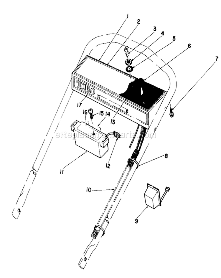 Control Panel Assembly Diagram and Parts List for 20574 4000001-4999999 - 1984 Toro Lawn Mower