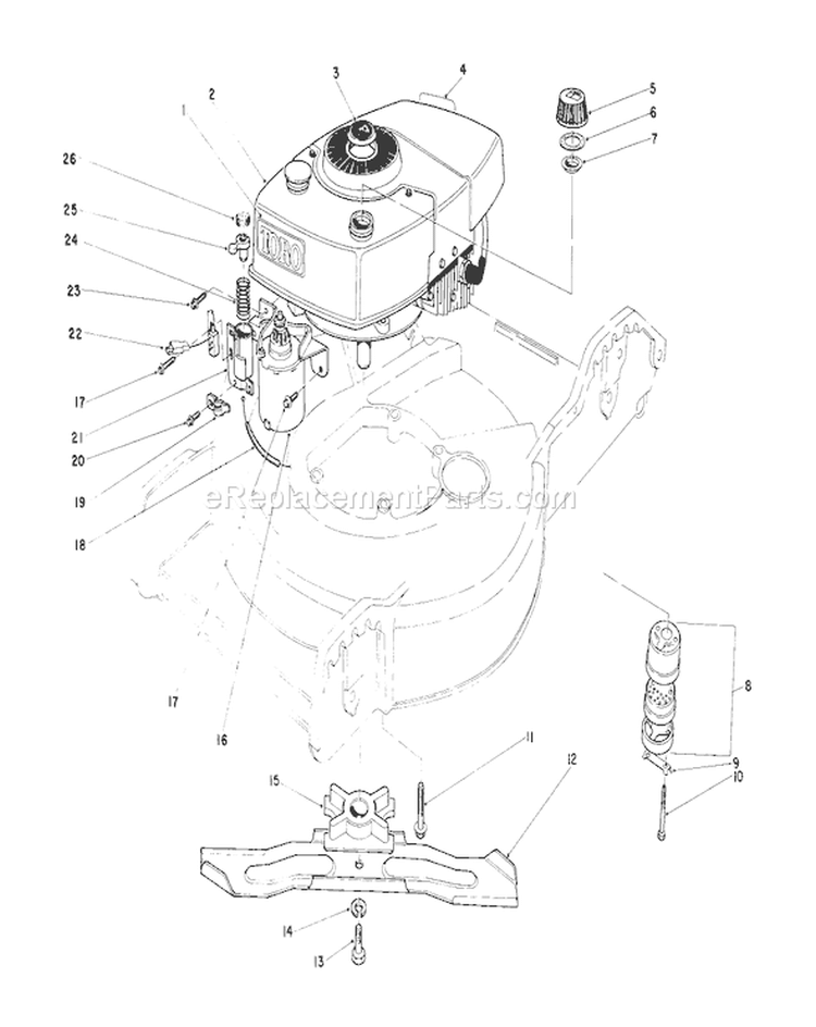 Engine Assembly Diagram and Parts List for 20574 4000001-4999999 - 1984 Toro Lawn Mower
