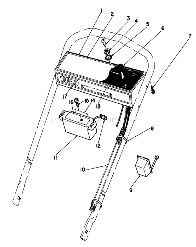 Control Panel Assembly Diagram and Parts List for 20574 5000001-5999999 - 1985 Toro Lawn Mower