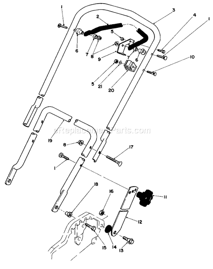 Handle Assembly Diagram and Parts List for 20574 5000001-5999999 - 1985 Toro Lawn Mower