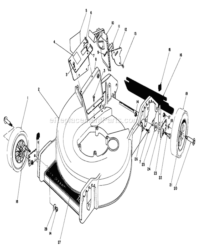 Housing Assembly Diagram and Parts List for 20574 6000001-6999999 - 1986 Toro Lawn Mower