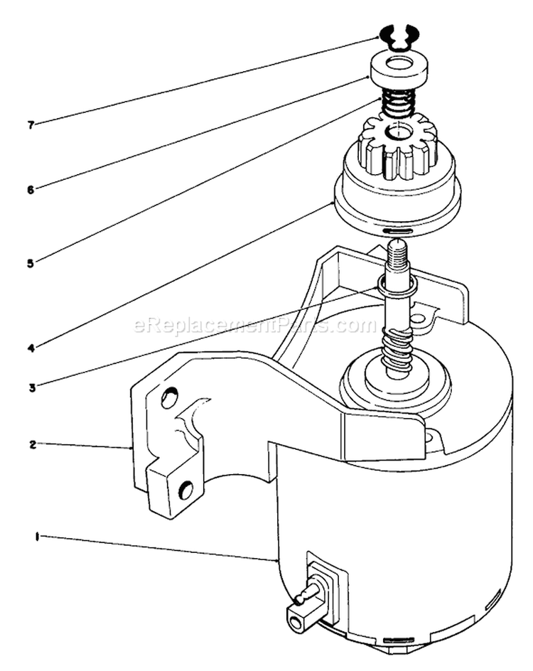 Starter Assembly Diagram and Parts List for 20574 6000001-6999999 - 1986 Toro Lawn Mower
