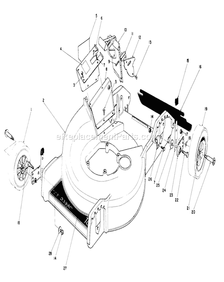 Housing Assembly Diagram and Parts List for 20574 7000001-7999999 - 1987 Toro Lawn Mower