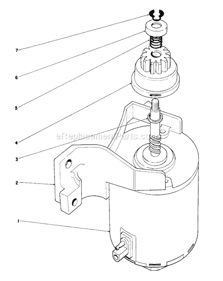 Starter Assembly Diagram and Parts List for 20574 7000001-7999999 - 1987 Toro Lawn Mower