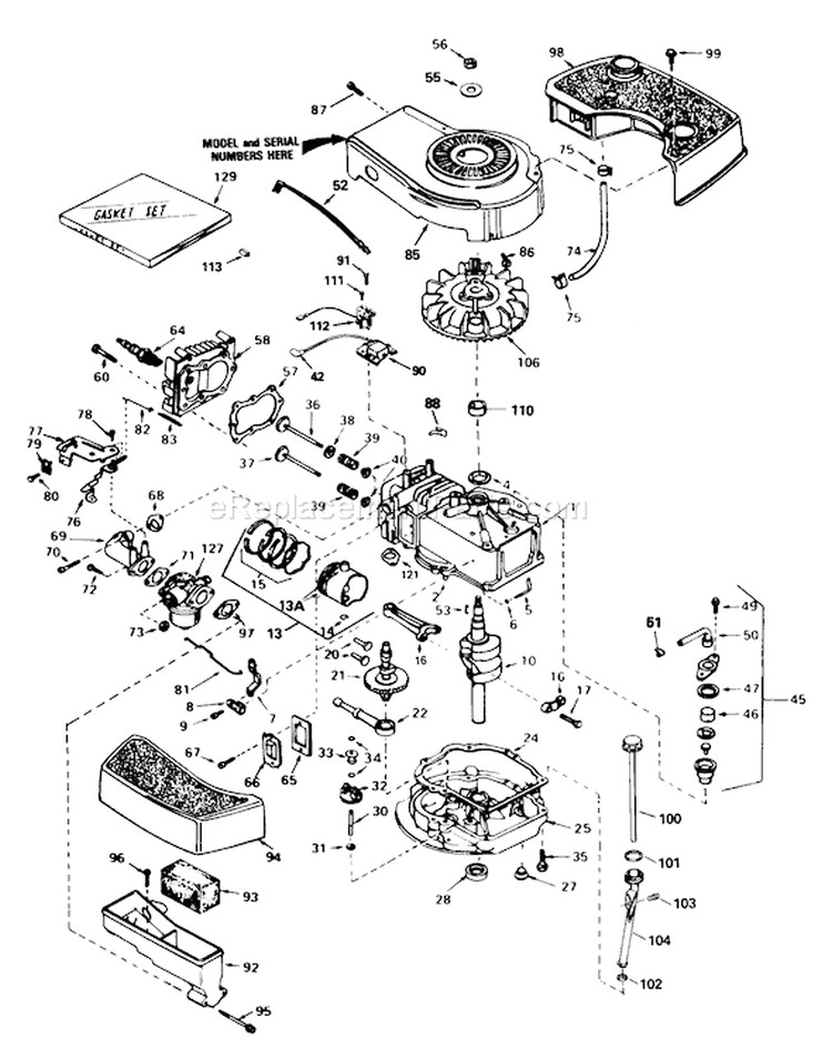 Engine Diagram and Parts List for 20574 8000001-8999999 - 1988 Toro Lawn Mower