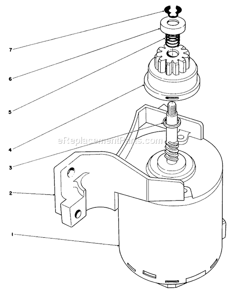 Starter Assembly Diagram and Parts List for 20574 9000001-9999999 - 1989 Toro Lawn Mower