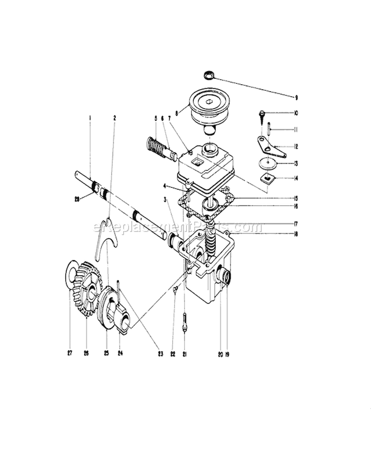 Gear Case Assembly Diagram and Parts List for 20575 8000001-8007500 - 1978 Toro Lawn Mower