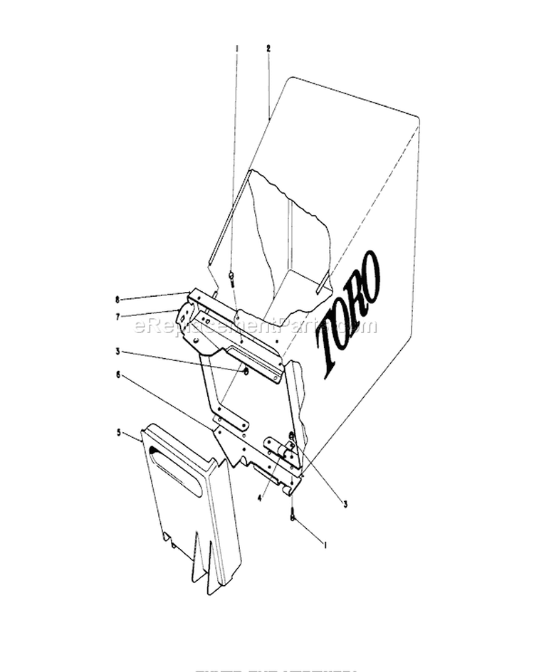 Grass Bag Assembly Diagram and Parts List for 20575 8000001-8007500 - 1978 Toro Lawn Mower