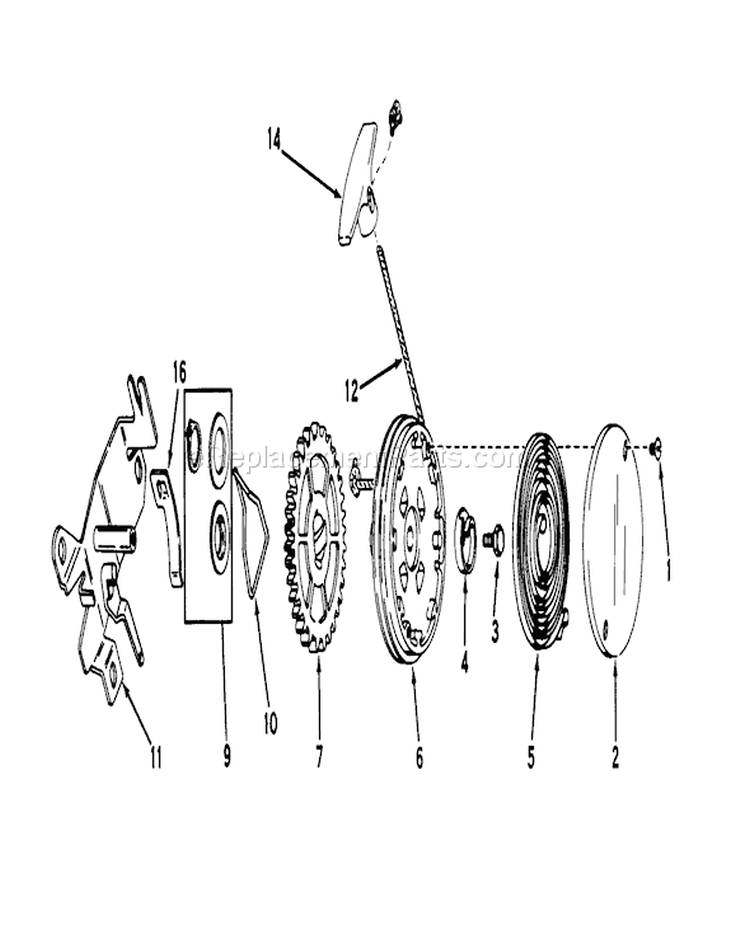 Rewind Starter Diagram and Parts List for 20575 8007501-8999999 - 1978 Toro Lawn Mower
