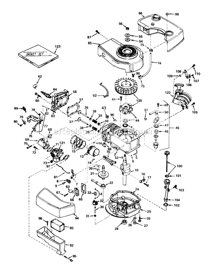 Engine Diagram and Parts List for 20575 8007501-8999999 - 1978 Toro Lawn Mower