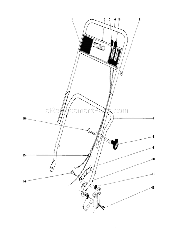 Handle Assembly Diagram and Parts List for 20575 8007501-8999999 - 1978 Toro Lawn Mower