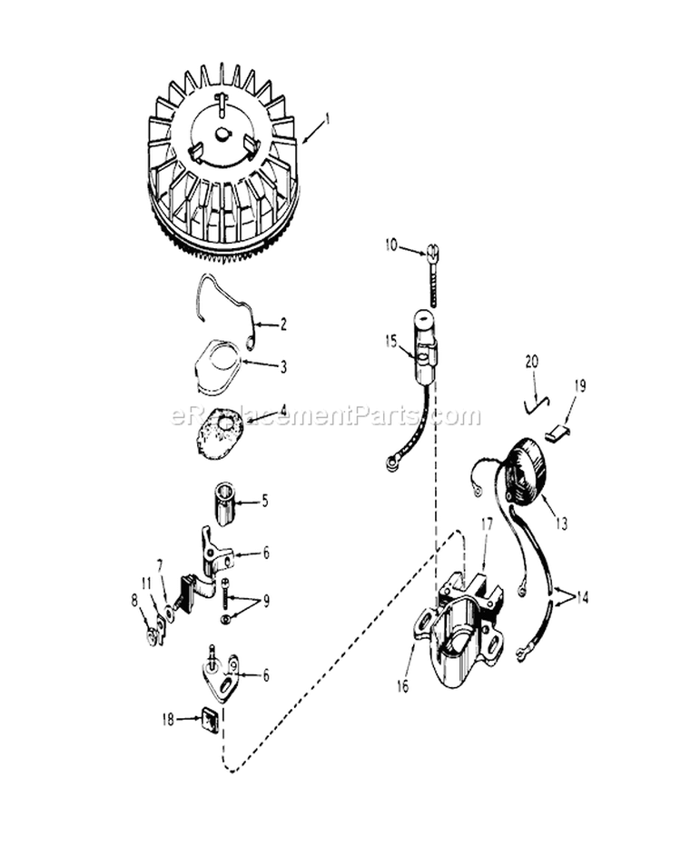 Magneto Diagram and Parts List for 20575 8007501-8999999 - 1978 Toro Lawn Mower