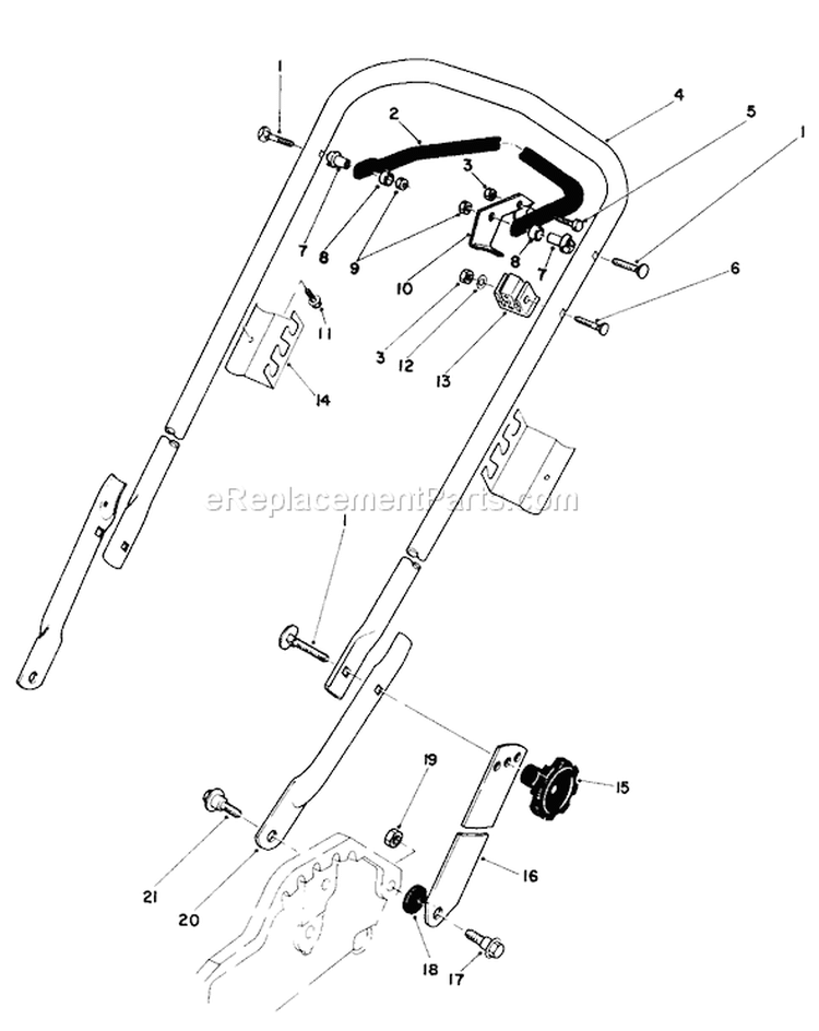 Handle Assembly Diagram and Parts List for 20577 4000001-4999999 - 1984 Toro Lawn Mower