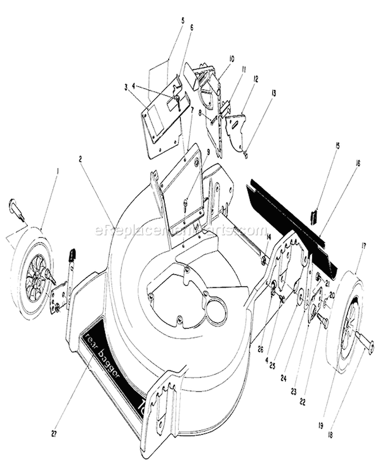 Housing Assembly Diagram and Parts List for 20577 4000001-4999999 - 1984 Toro Lawn Mower